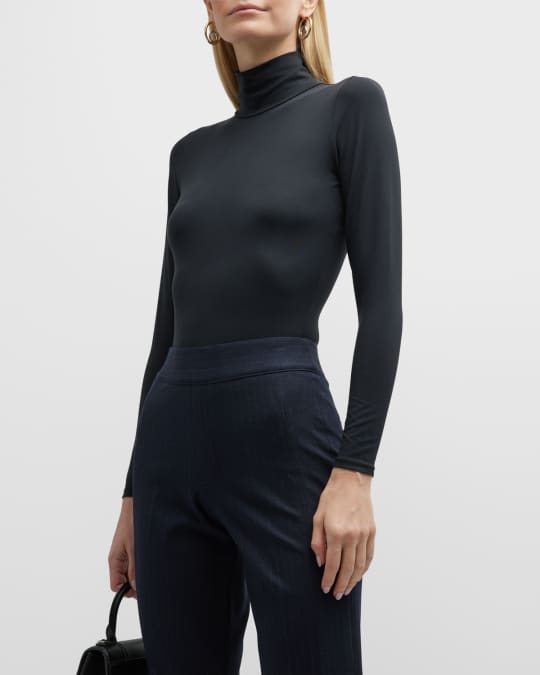Suit Yourself Ribbed Long Sleeve Turtleneck Bodysuit in Black - Spanx