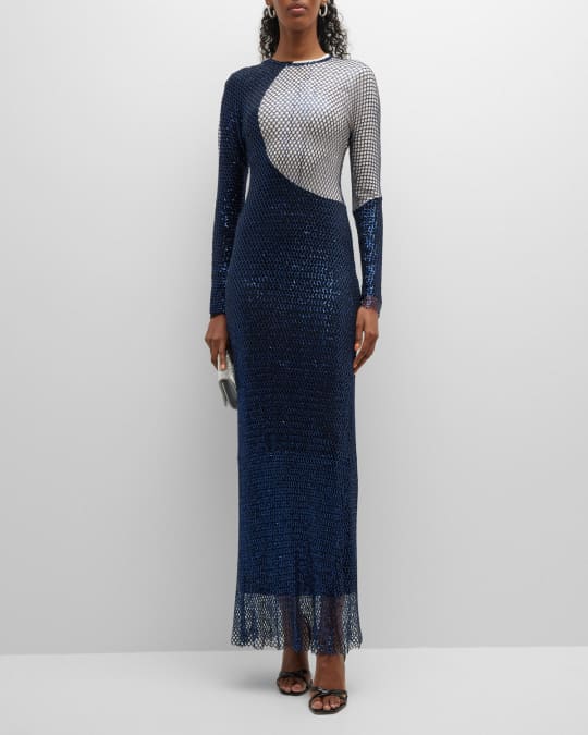 Tory Burch Colorblock Sequin Overlay Maxi Dress Neiman Marcus