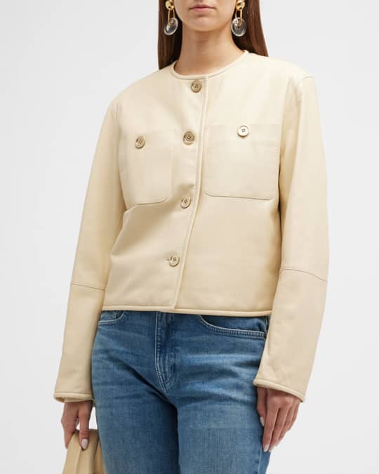 Lafayette 148 lambskin leather jacket top