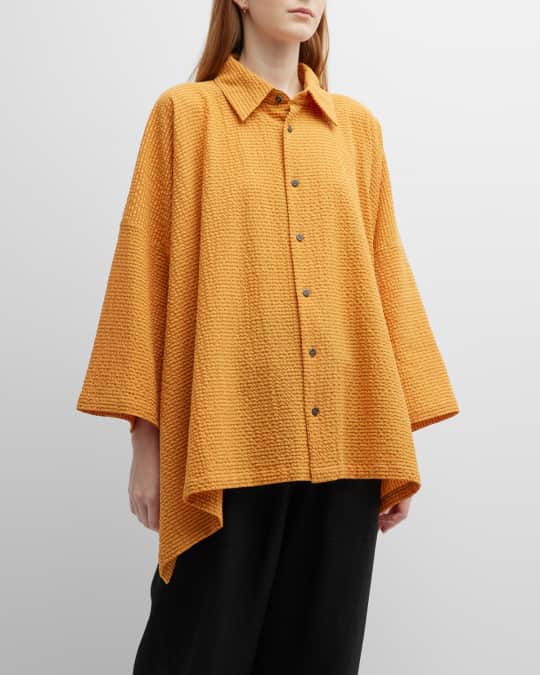 eskandar × Neiman Marcus ダブルカラーシャツ Eskandar Sz 2 (XL/2X) 100% Silk Nieman Marcus Double Collar