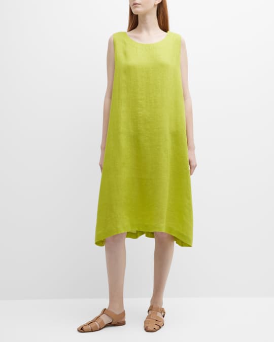 Eskandar Pleated Side Sleeveless Linen Dress Neiman Marcus