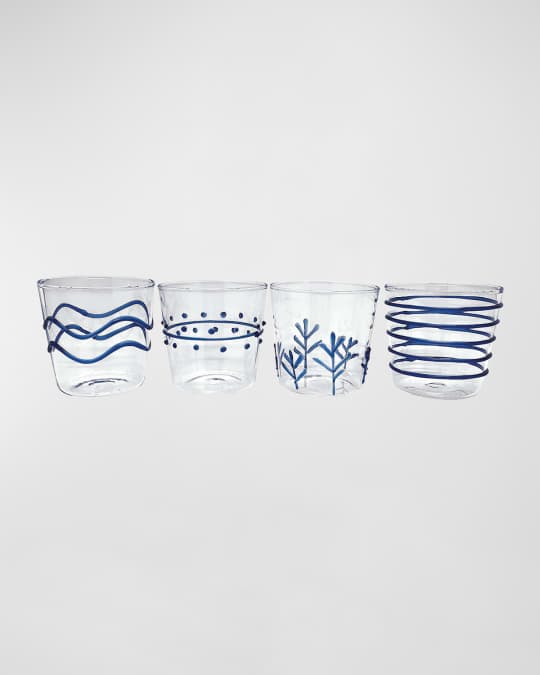Applique Old Fashion Glass, Set of 4