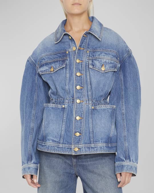 Cinched waist deals denim jacket