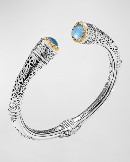 Dome Blue Spinel and Mother of Pearl Doublet Bracelet