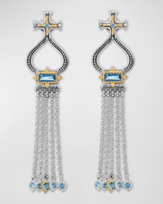 Dome Spinel Tassel Earrings