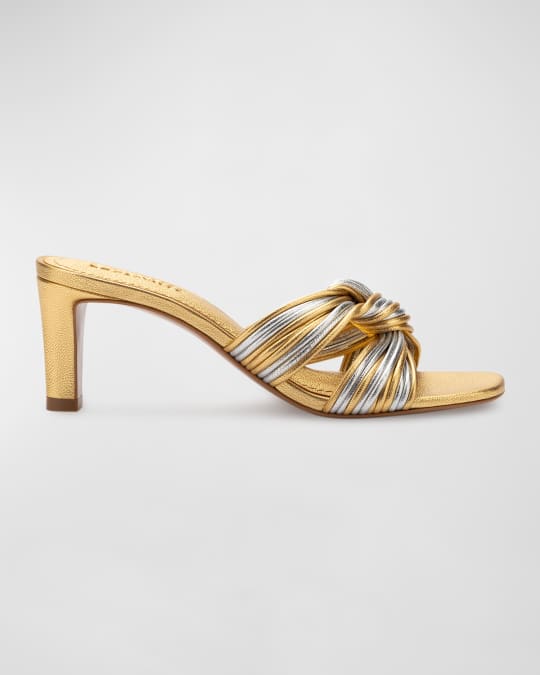 Nicole Knotted Metallic Slide Sandals