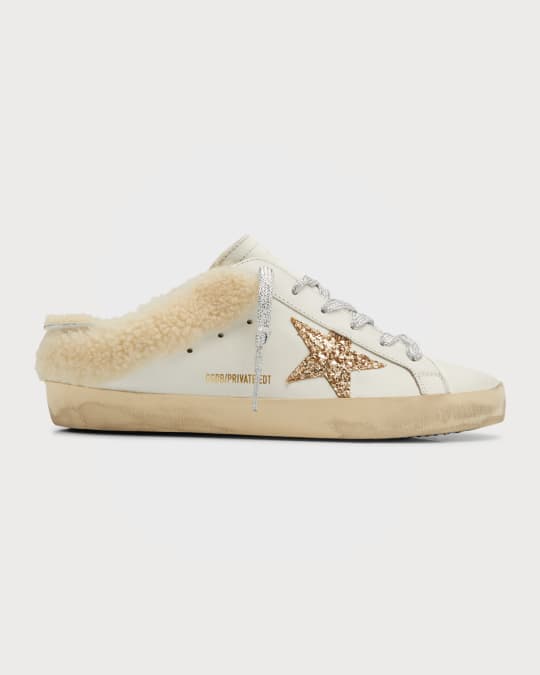 Golden Goose Sabot Leather Glitter Star Slide Sneakers | Neiman Marcus