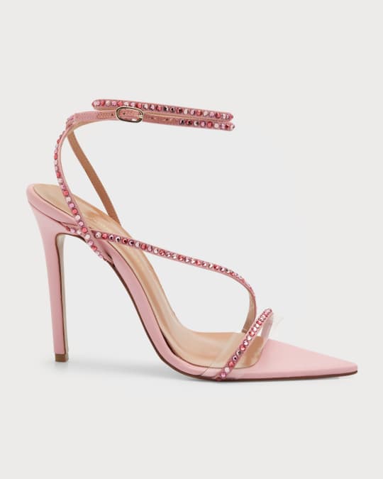 Andrea Wazen Dassy Crystal Leather Ankle-Strap Sandals | Neiman Marcus