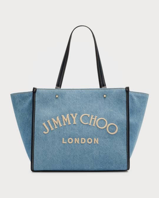 Jimmy Choo Varenne London Logo Denim Tote Bag | Neiman Marcus 