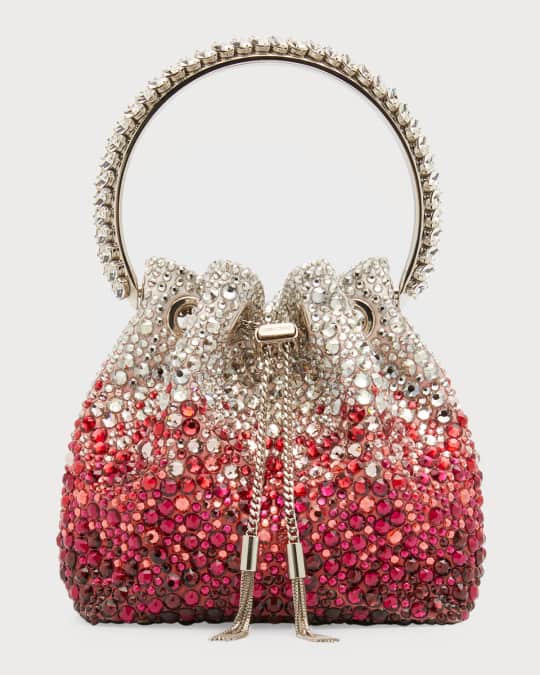 Jimmy Choo Bon Bon Floral-Print Crystal Top-Handle Bag Pink