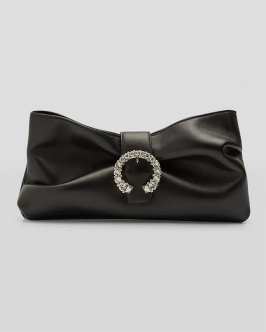 Jimmy Choo Madeline Crystal Buckle Leather Clutch Bag Neiman Marcus