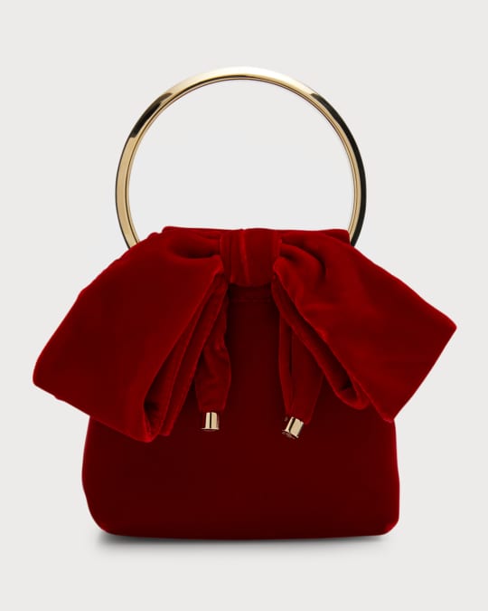 Jimmy Choo Bon Bon Bow Velvet Top Handle Bag Neiman Marcus