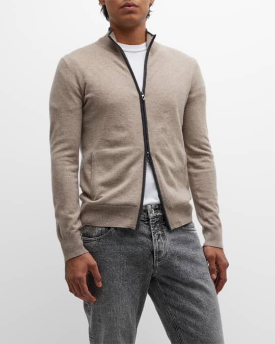 Mens cashmere full zip cardigan discount