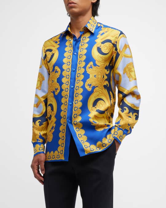 Versace Men's Baroque-Print Silk Shirt