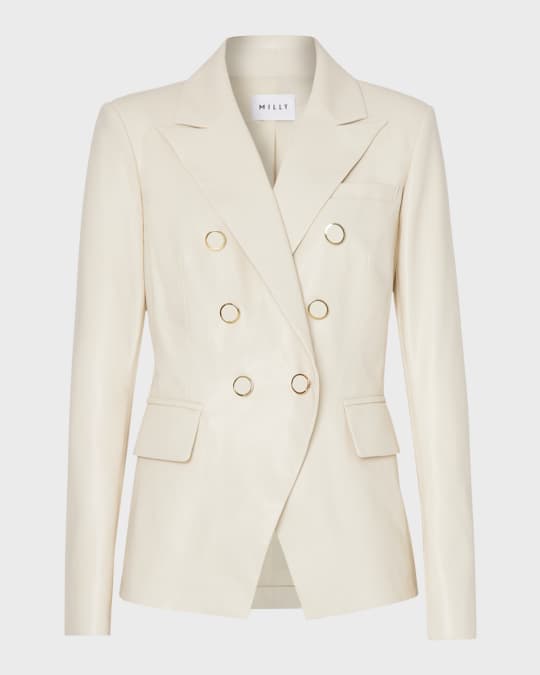 Milly Inez Double Breasted Vegan Leather Blazer Neiman Marcus