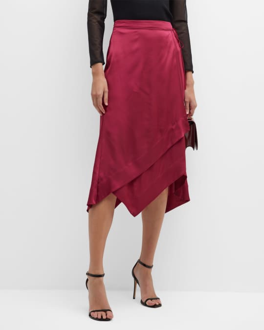 Layered Handkerchief Wrap Midi Skirt