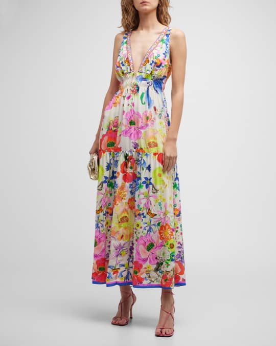 Camilla Fairy Gang Shirred Waist Long Dress | Neiman Marcus