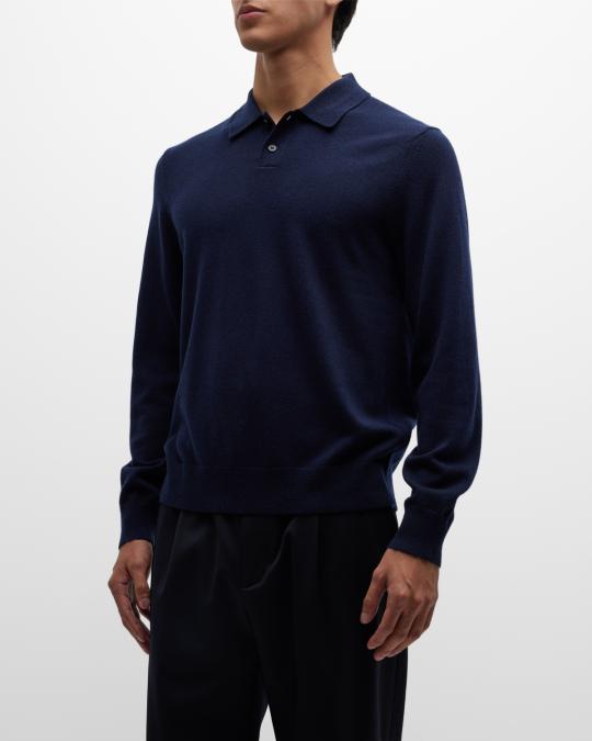 Theory Men's Toby Wool-Cashmere Polo Shirt | Neiman Marcus