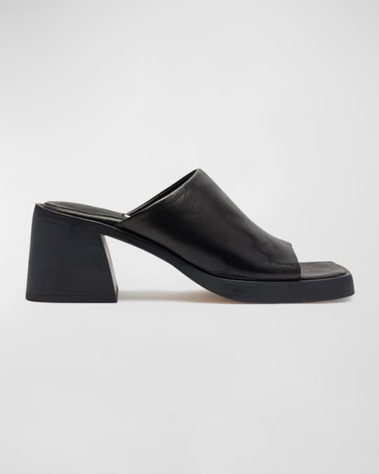 Miista Kristen Lambskin Block-Heel Slide Sandals | Neiman Marcus