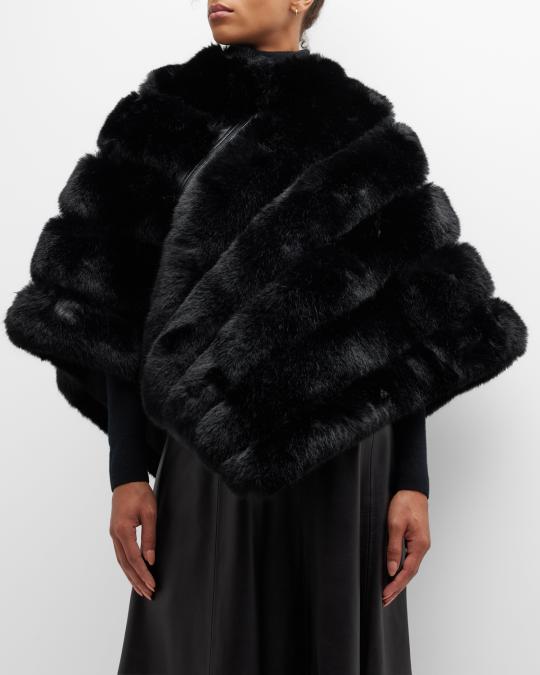 Frances Valentine Nico Cheetah-Print Faux Fur Poncho | Neiman Marcus