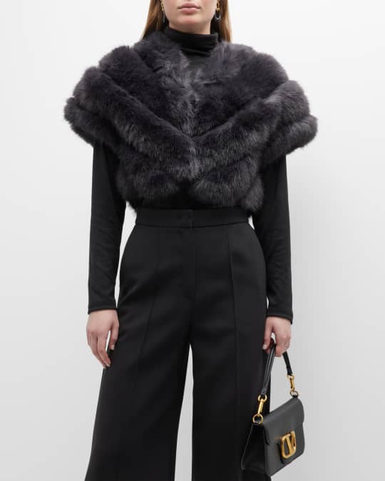 Adrienne Landau Chevron Faux Fur Shrug Neiman Marcus