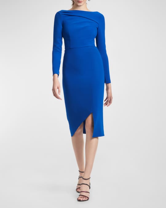 Patrizia Asymmetric Bateau Neck Midi Dress