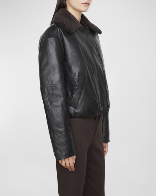 Vince leather clearance puffer jacket