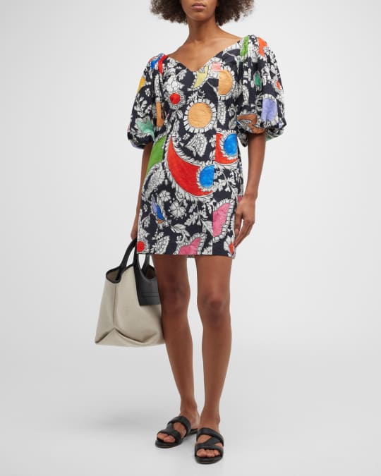 mara hoffman mini dress Mara Hoffman Nomi Puff-Sleeve Organic Cotton Mini Dress