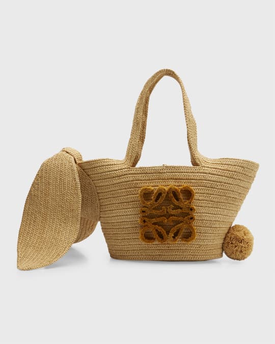 LOEWE Raffia Square Small Basket Tote Bag Ombre Black | FASHIONPHILE