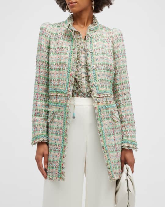 Lady jacket in multicolor metallic tweed with braided trim sale