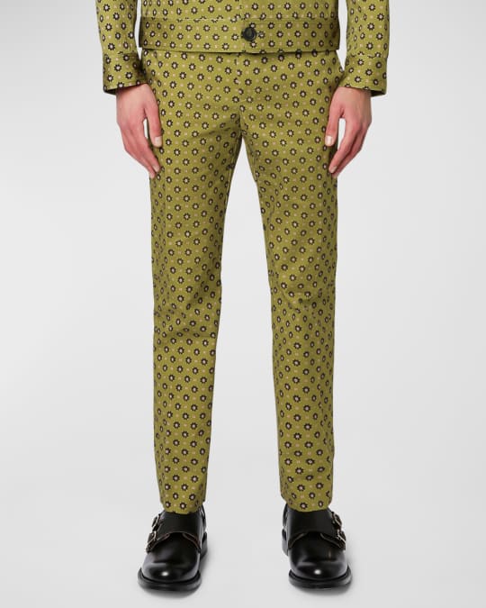 Erdem Men's Benedict Printed Gabardine Chino Pants Neiman Marcus
