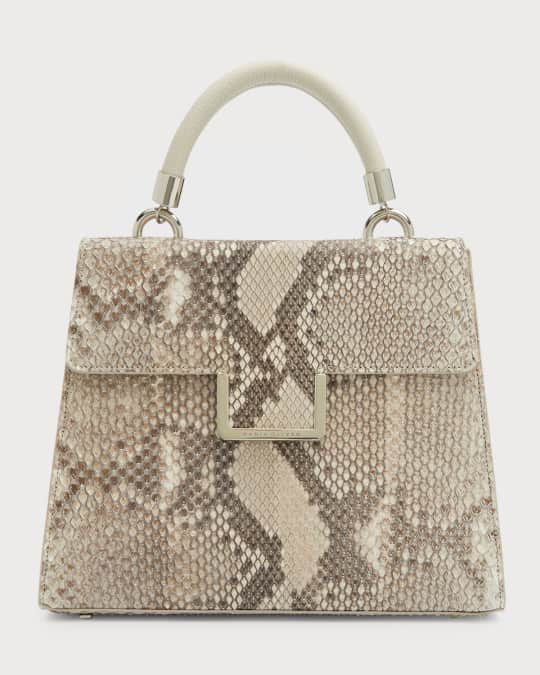 Maria Oliver Michelle Large Python-Embossed Top-Handle Bag | Neiman Marcus