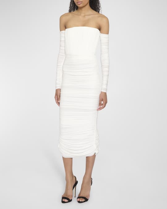 Alex Perry Lycra Ruched Off-Shoulder Dress | Neiman Marcus