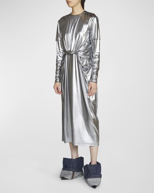 Loewe Metallic Twist Layered Maxi T-Shirt Dress | Neiman Marcus