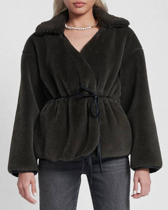 Shop 7 For All Mankind Faux Fur Short Wrap Coat