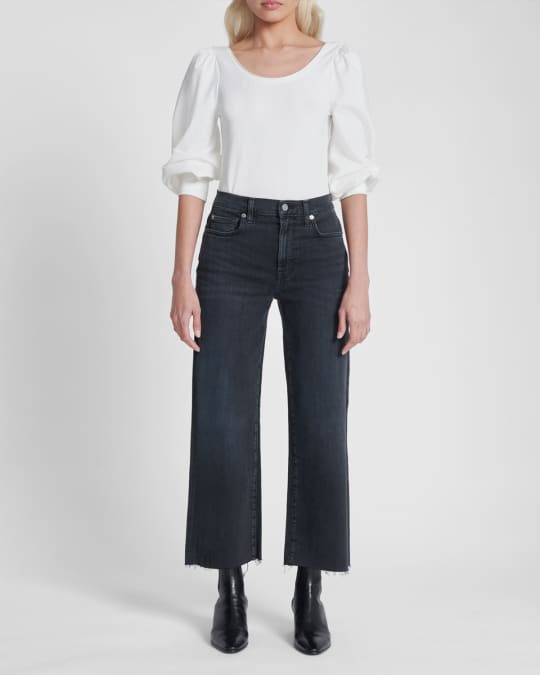 7 for all mankind Alexa Mid Rise Cropped Wide Leg Jeans Neiman