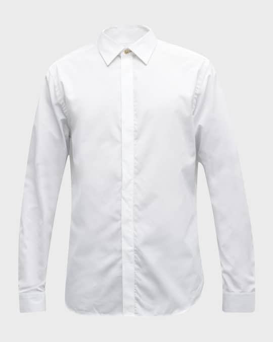 Men's Concealed Placket Dress Shirt w/ Stripe Cuffs