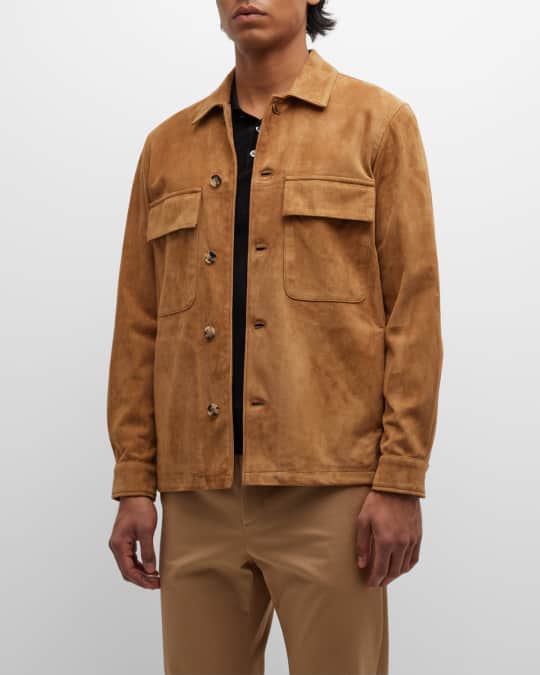 Mens suede shop leather shirt jacket