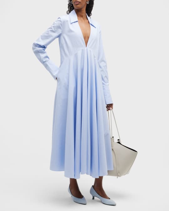 Co Collared Deep V Shirtdress Neiman Marcus