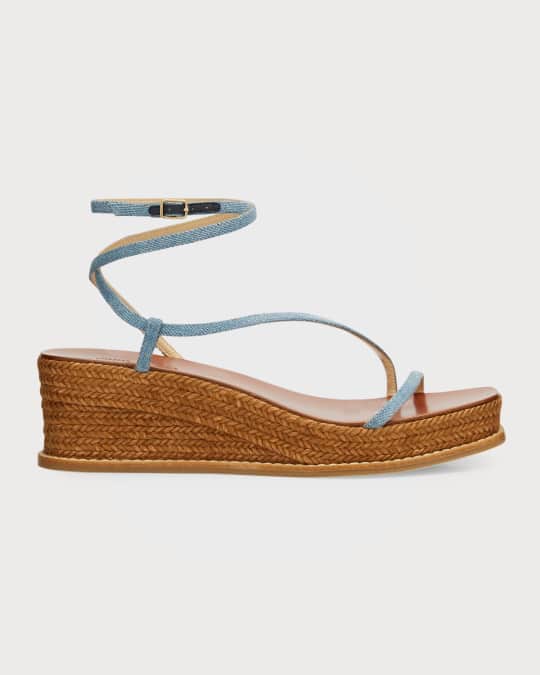 Jimmy Choo Drive Denim Wedge Espadrille Sandals Neiman Marcus