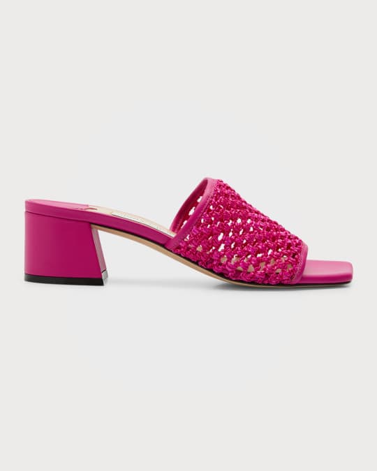 Jimmy Choo Themis Raffia Slide Sandals Neiman Marcus
