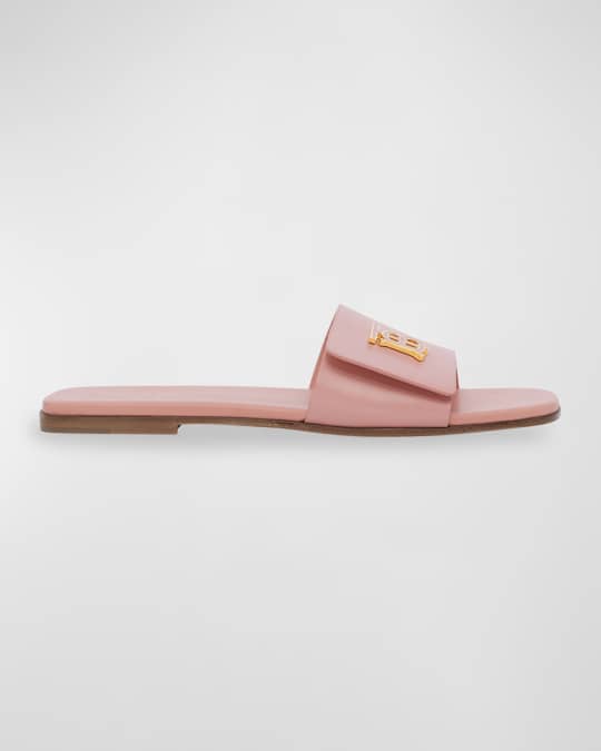 Burberry Sloane TB Leather Slide Sandals Neiman Marcus