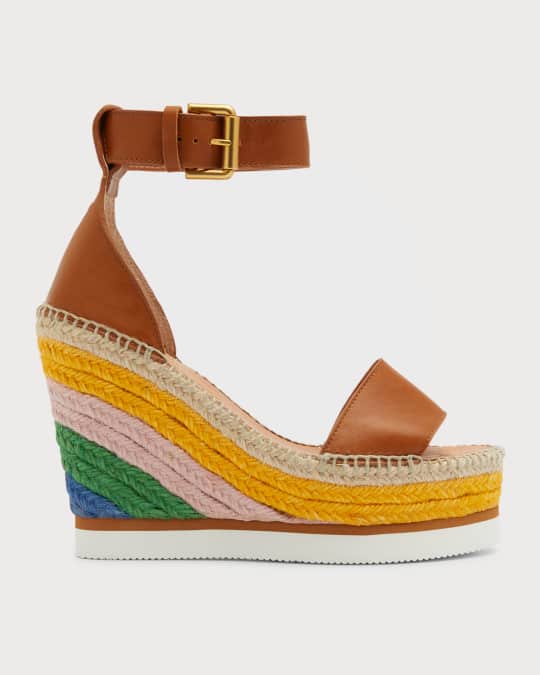 See by Chloe Glyn Colorblock Wedge Espadrille Sandals Neiman Marcus