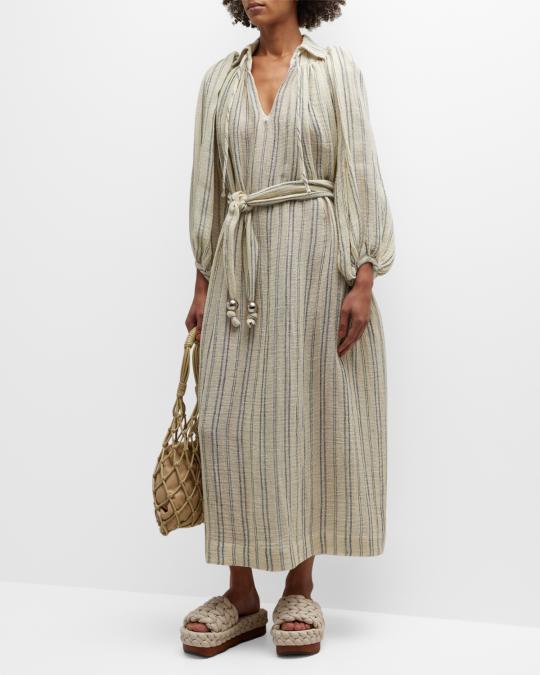 lisa marie fernandez maxi dress Lisa Marie Fernandez Striped Poet Gauze Maxi Dress