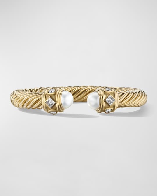 David Yurman Renaissance Bracelet with Pearls and Diamonds in 18K Gold ...