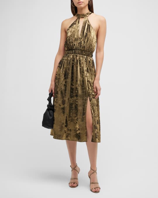 aidan by aidan mattox pleated halter midi dress Aidan Mattox Crepe Pleated Halter Midi Dress