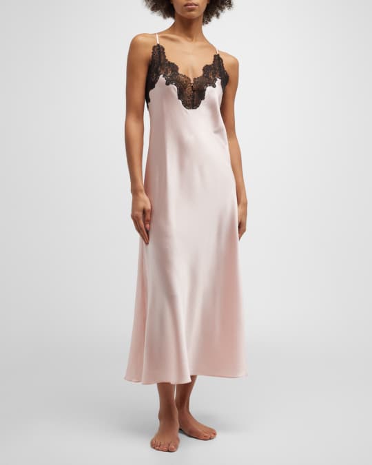 Christine Lingerie Lace Trim Silk Nightgown Neiman Marcus