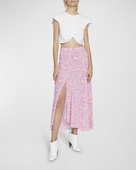 Isabel Marant Sakura Abstract-Print Side-Slit Midi Skirt