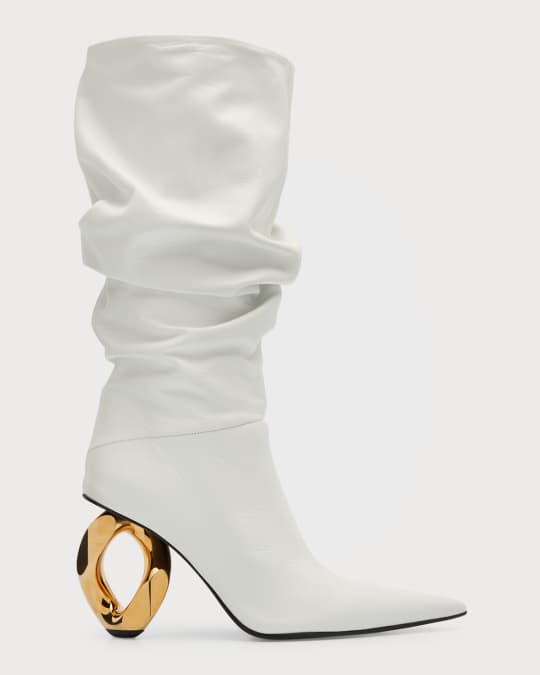 JW Anderson Slouchy Chain-Heel Mid Boots | Neiman Marcus