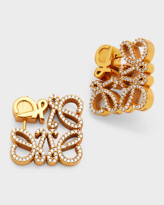 Loewe Pave Anagram Stud Earrings | Neiman Marcus